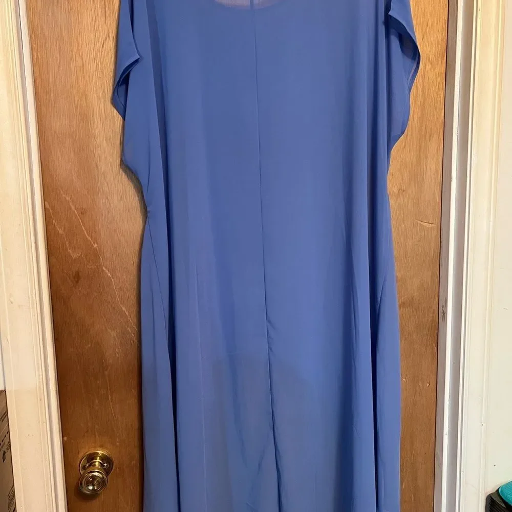 Davi & Dani Blue Hi-lo Sheer Top Size 2X Periwinkle - Picture 4 of 5